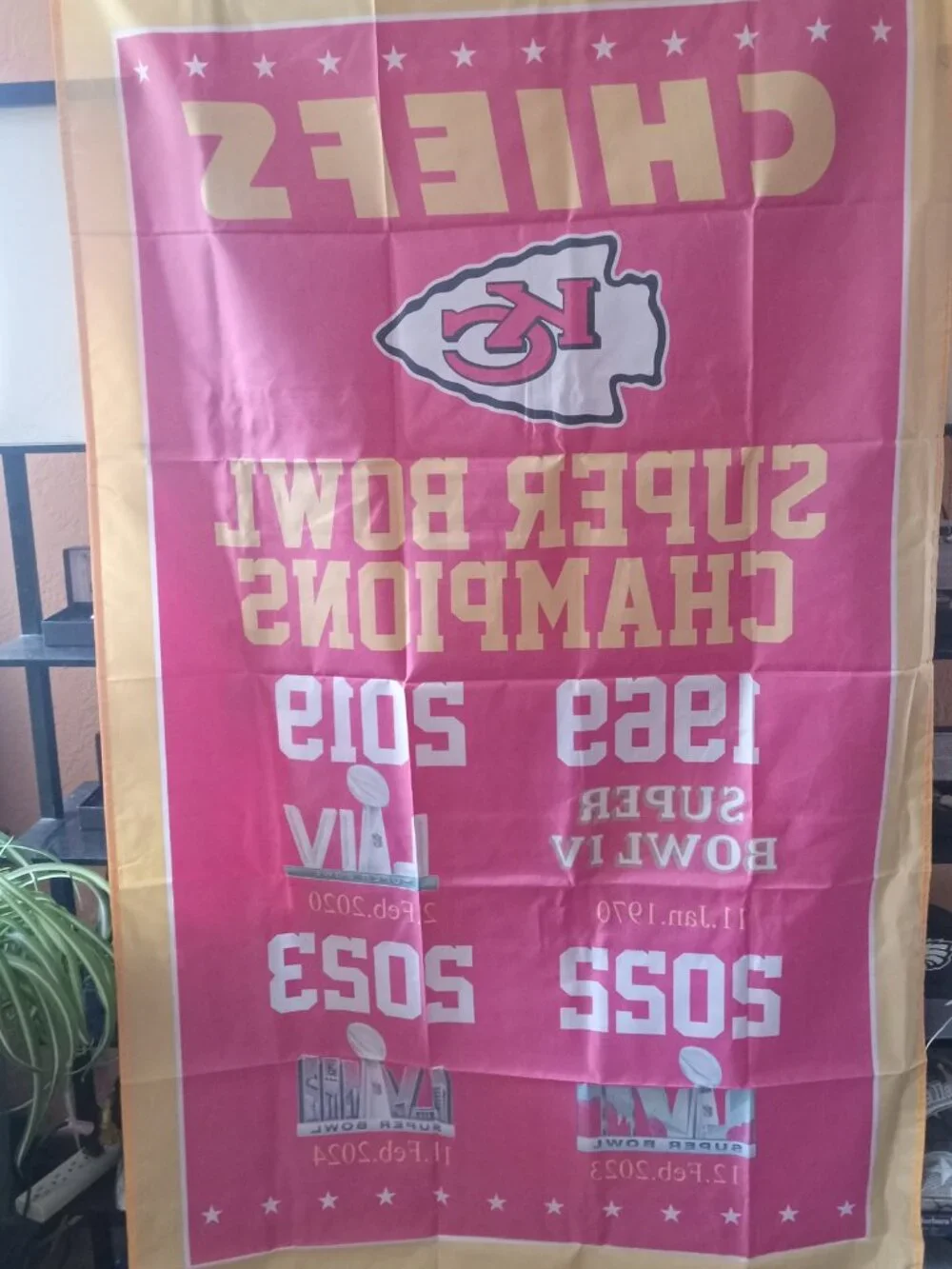 Kansas City Chiefs Vertical 4x Super Bowl NFL 3X5 Feet Flag Banner Pole or Wall